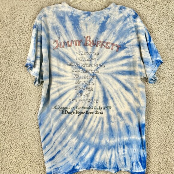 2017 Jimmy Buffett Tie Dye Size Large Heavy Cotton I Don’t Know Tour Distressed - Picture 2 of 7